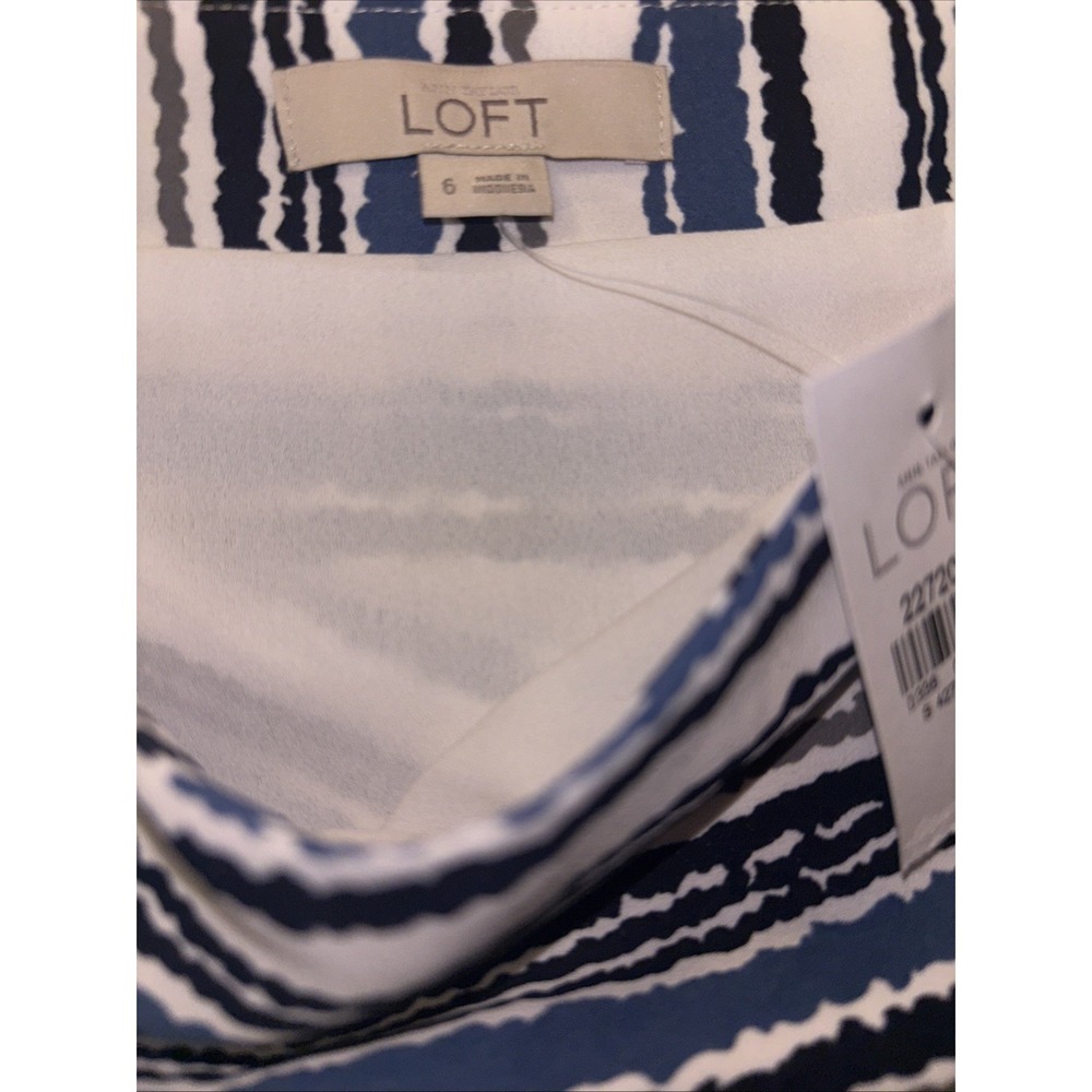 ANN TAYLOR LOFT~White GEOMETRIC Zig Zag Fit N Flare Skirt~6 - Picture 4 of 6